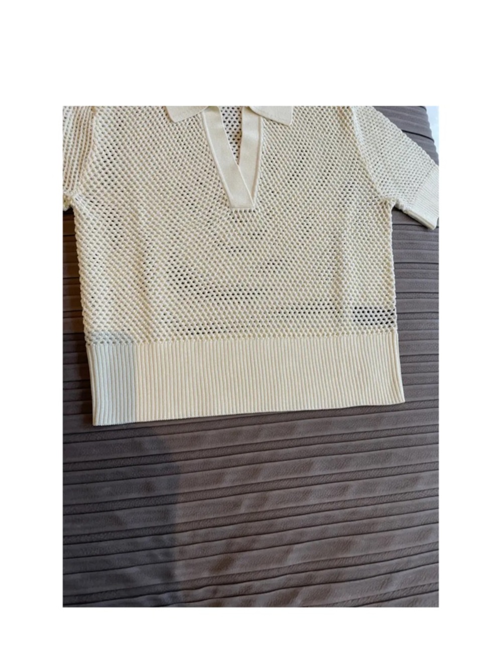 rag & bone Ivory Open Knit Polo Top - Picture 4 of 7